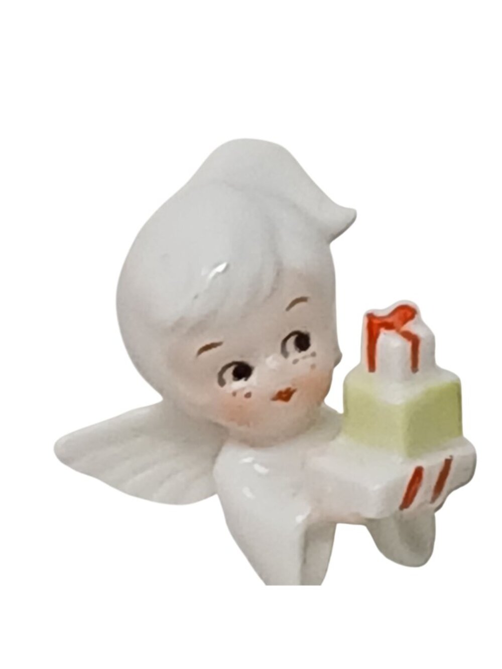 Vintage Christmas Angel Figurines Gift Wreath Ceramic Handpainted 3.5" #WS-1 - Picture 4 of 9